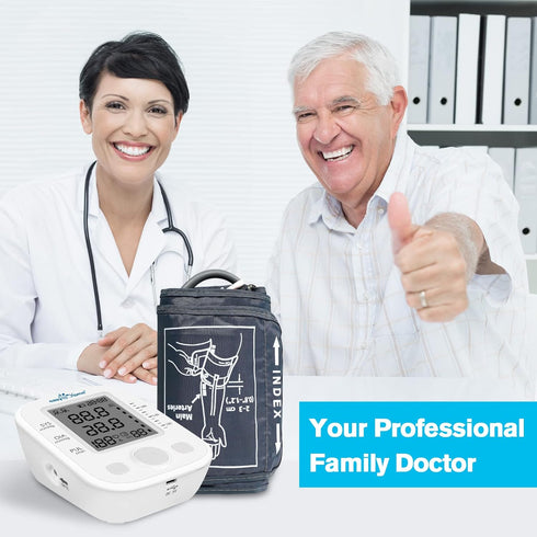 Easy@Home Digital Blood Pressure Monitor, Upper Arm BP Machine with Large Cuff and Individual Memory