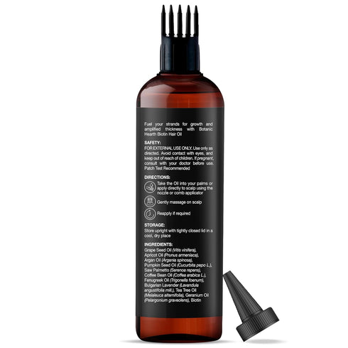 Botanic Hearth Biotin Hair Oil 6.7 fl oz for Hair Growth, Infused with Coffee Bean Oil & Argan Oil, Strengthening