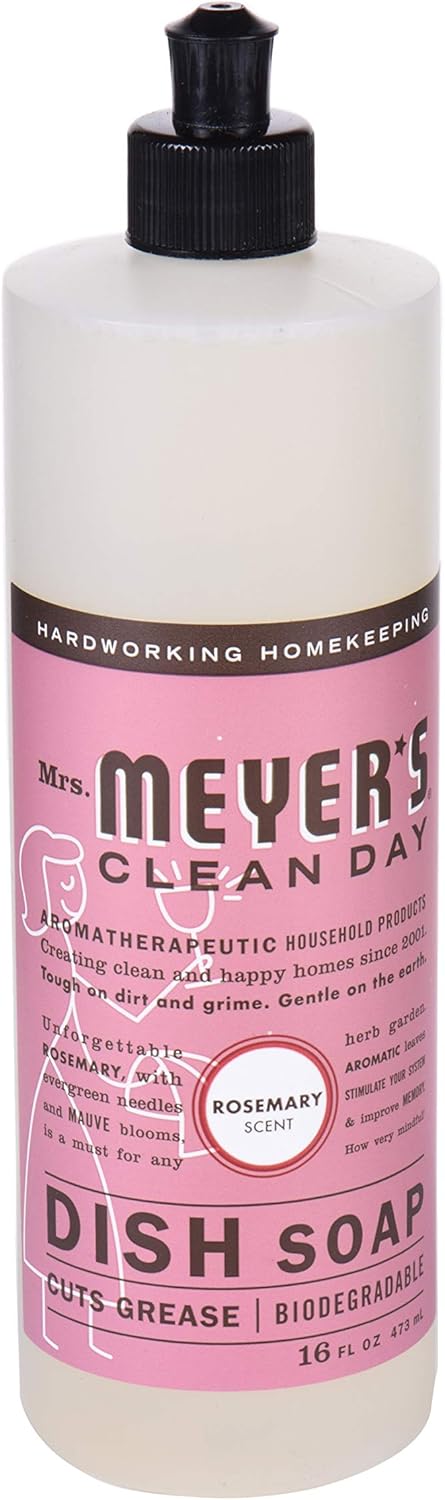 Mrs. Meyer's Clean Day Liquid Dish Soap, 16 Ounce Rosemary Scent (Pack of 2)