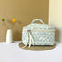 Makeup Bag Large Travel Quilted Cosmetic Makeup Bag Organizer, Floral Cotton Coquette Aesthetic Toiletry Bag for Women Girls (Blue Floral-L)
