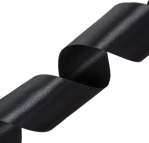 YASEO 2 Inch Black Solid Satin Ribbon, 50 Yards Craft Fabric Ribbon for Gift Wrapping Floral Bouquets Wedding Party Decoration by YASEO