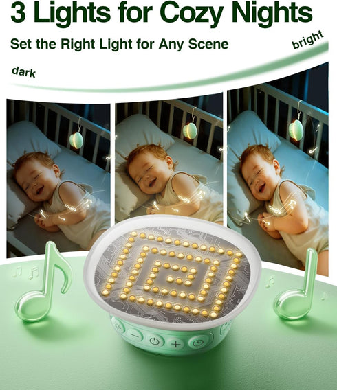 Qobayleo 20 48H 3 10m Portable White Noise Sound Machine with Relaxing Sounds, Playtime, Timers & Night Lights, Memory