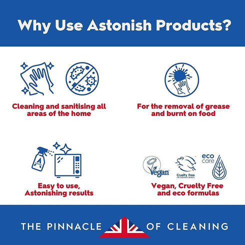 Astonish Apple Burst Household Cleaner for Shower Curtain, Bathroom Tiles, No Scrub, 750ml Spray Bottle