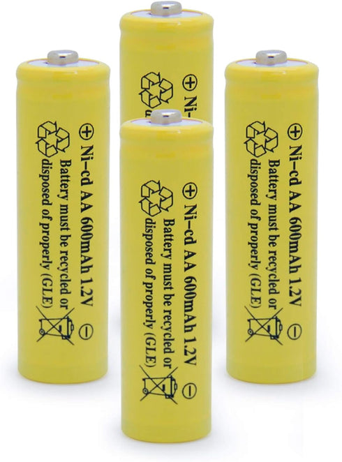 Solar Light Rechargeable Batteries for Garden/Lawn/Lamp 1.2V AA Ni-CD 600mAh 4 Pack (Yellow)
