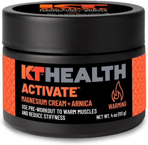 KT Health Magnesium Cream Activate - Warms & Loosens Tight Muscles, Use Pre-Workout to Reduce Stiffness