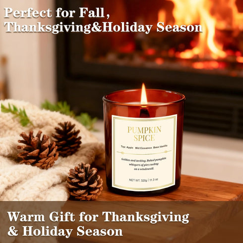 Home,2 Pack Candles,22.6 oz Scented Candles for Wood Wick Pumpkin Spice Scented Natural Soy Wax Candles with Gift
