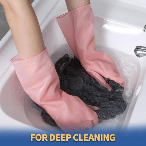 BOOMJOY Heavy Duty PVC Cleaning Gloves, Reusable Medium Gloves for Kitchen, Bathroom, Gardening, Pet Care - 3 Pairs