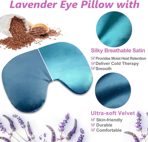 Microwave Heating Pad, Microwavable Face Eye Mask for Dry Eyes, Migraines, and Headache Relief - Blue