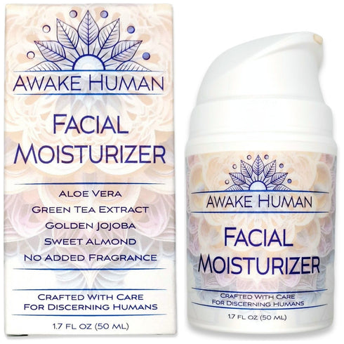 Natural Face Moisturizer for Dry Sensitive Skin - Organic Aloe & Green Tea Cream
