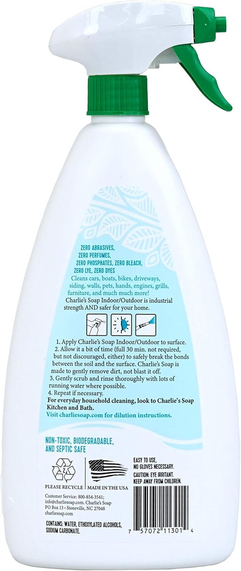 Pack, 32 oz Charlie's Soap Indoor Outdoor and Kitchen & Bath Cleaner Variety Each