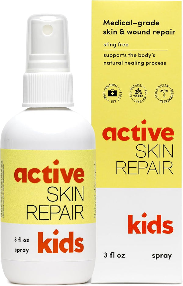 Active Skin Repair Kids First Aid Spray - Non-Toxic & Natural Antiseptic for Minor Cuts, Scrapes, Rashes