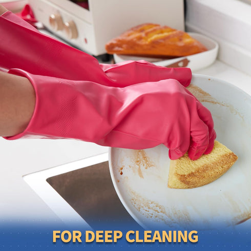 BOOMJOY Heavy Duty Nitrile Cleaning Gloves, Reusable Large Gloves for Kitchen, Bathroom, Gardening, Working, Pet Care -