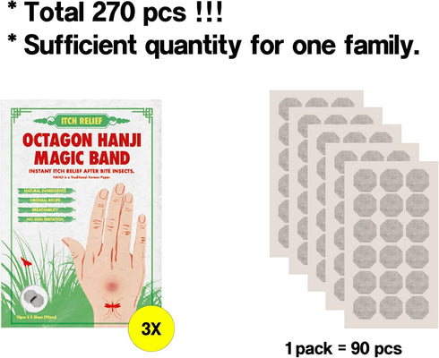Bug Bite Itch Relief Patch - 270pcs Octagon Traditional Korean Paper Hanji After Bite Insect Mosquito