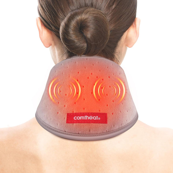 Neck Heating Pad with Vibration Massage - USB Heated Neck Wrap for Pain Relief, Soft Neck Warmer, 3 Levels Heat &