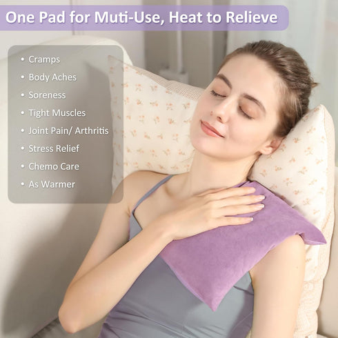 SuzziPad Heating Pad Microwavable for Pain Relief with Washable Cover, 7 x12 Reusable Heat Pad for Shoulder, Belly, Elbow, Knee, Moist Heat Pack for Cramps, Joint Pain, Sore Muscle