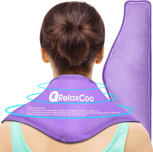 Reusable Neck Ice Pack Wrap for Pain Relief, Cold Compress Therapy for Shoulders, Injuries, and Swelling, Purple