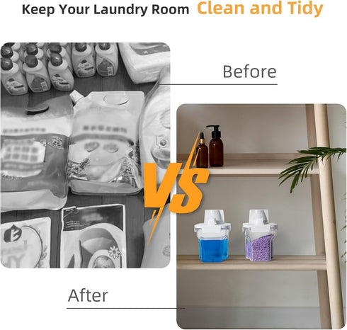2-Pack Laundry Detergent Container - 51oz Dispenser with 5 Labels for Laundry Room Organization, Soap, Bleach, Powder,