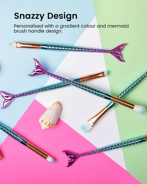 Mermaid Makeup Brushes Set, NIZIYI 11PCS Foundation, Eyebrow, EyeShadow, Lip Brushes with Bag