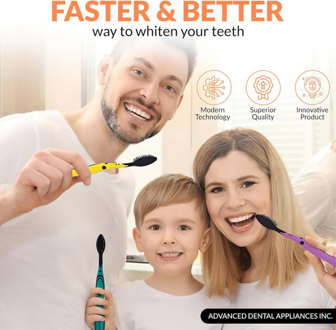 Advanced Oral Care Activated Charcoal Toothbrush - 5 Pack Soft Bamboo Bristle for Gentle Cleaning