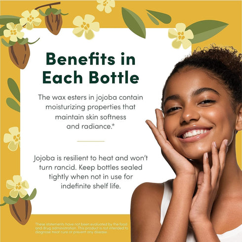 HobaCare 100% Pure Jojoba Oil for Hair, Skin, Face, Body, Scalp, Nails, 8.45 oz