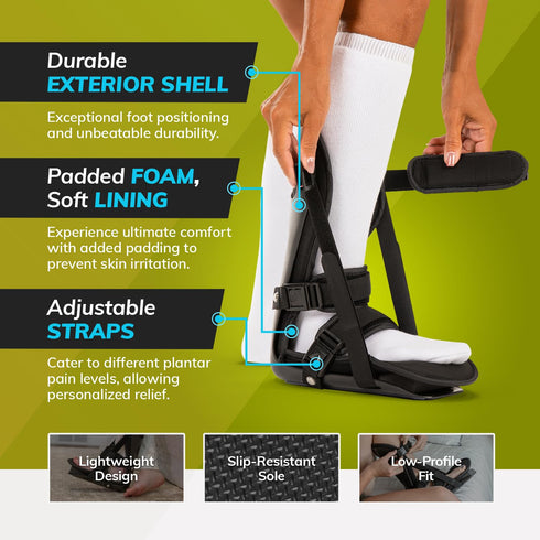 BraceAbility Adjustable Sleeping Stretch Boot - Night Foot Splint for Plantar Fasciitis, Achilles Tendonitis, Medium