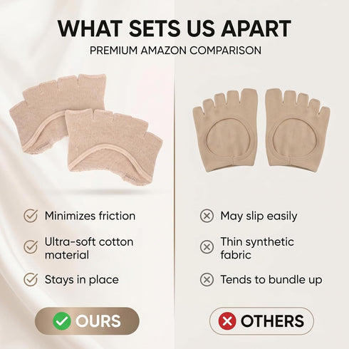Toe Compression Socks, Toe Separating Heelless Socks Breathable SweatAbsorbent Relief Foot Pain Forefoot Pads (Open