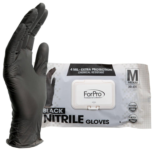 ForPro Professional Collection Disposable Nitrile Gloves, Chemical Resistant, Powder-Free, 30-Count