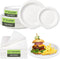 Disposable Paper Plates Set, 7-inch, 9-inch Eco friendly Heavy Duty Plates and