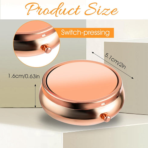 WLLHYF Pillbox Pill Box Cute Small Pill Box for Purse & Pocket Medicine Organizer Travel Waterproof Pill Case Metal