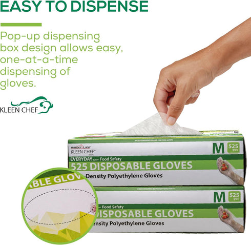 Disposable Long Cuff Cleaning Poly Gloves, One Size Fits Most, Small to X-Large