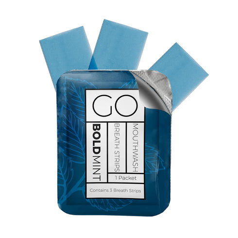 Packets 3 Breath Strips for Bad Breath by Go Mouthwash- Indivivual containing Bold Mint Strips - Alternative to Breath