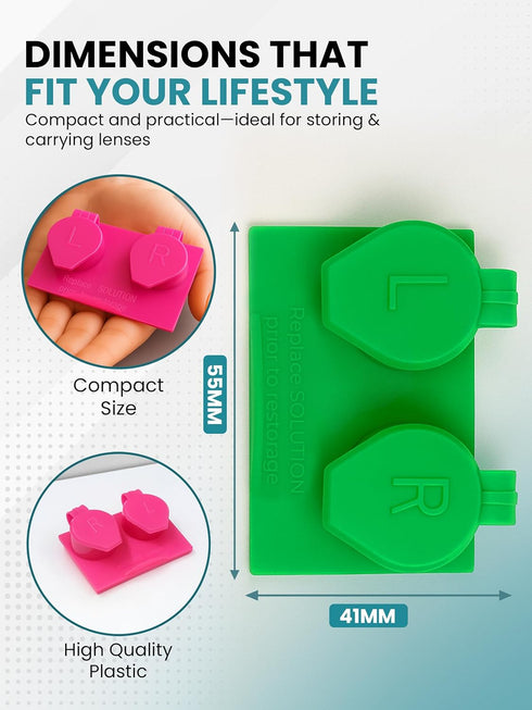 SPORTS WORLD VISION 4PC Flat Flip Top Contact Lens Cases | Colorful Travel Lens Holders with L/R Compartments