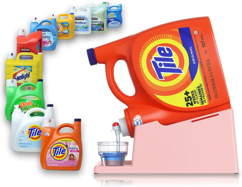 Skywin Laundry Soap Station, Detergent Cup Holder for Easy Pouring, Anti-Slip Rubber Feet, Rose