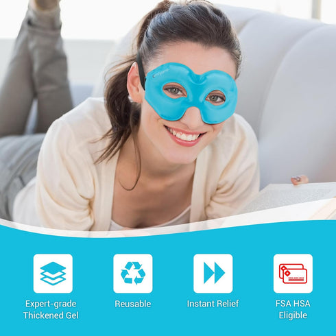 Comfytemp Cold Gel Eye Mask, Reusable Cold Compress Sleeping Mask for Puffy Eyes, Dry Eyes, Dark Circles, Migraines
