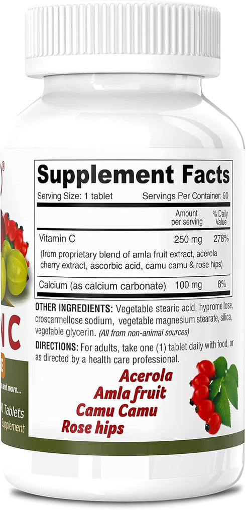 DEVA Vegan Vitamins - Vegan Food Based Premium Vitamin C - Multisource - Non-GMO - 90 Tablets