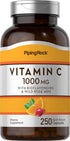 Piping Rock Vitamin C 1000mg | 250 Capsules | with Bioflavonoids and Rose Hips | Non-GMO, Gluten Free