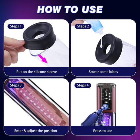 Quxeu 4 6 Electric Penis Pump Male Sex Toys Vacuum Pump with Suction Intensities Automatic Penis Extender and Rings