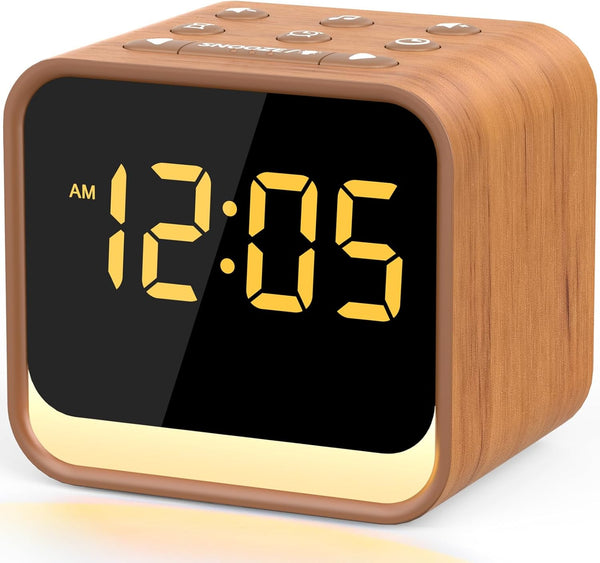 Housbay Wooden Sound Machine Alarm Clock for Bedrooms - Gentle Wake-Up with