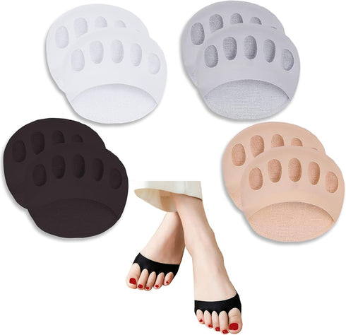 Reusable Honeycomb Fabric Forefoot Pads, Soft Ball of Foot Cushions Metatarsal Pads for Women Men Pain Relief (Black,