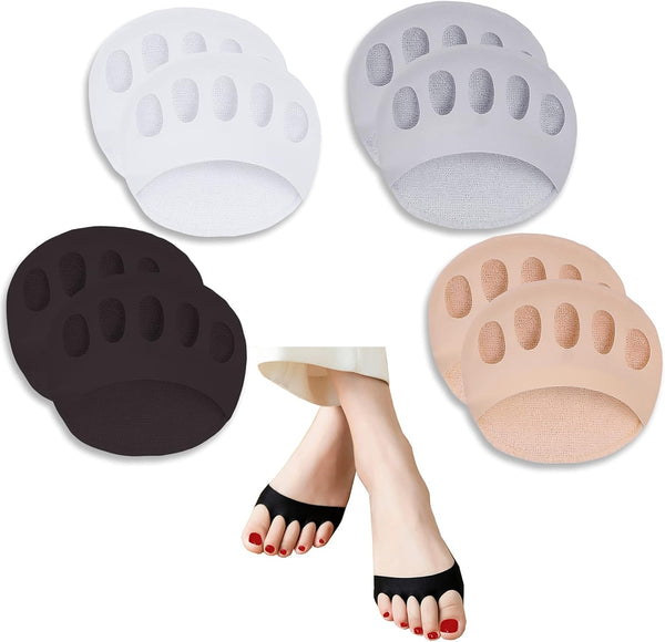 Reusable Honeycomb Fabric Forefoot Pads, Soft Ball of Foot Cushions Metatarsal Pads for Women Men Pain Relief (Black,