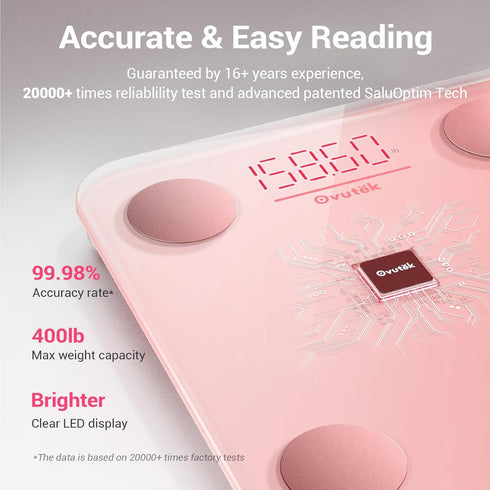 Smart Scale for Body Weight, Digital Bathroom Scale with BMI, Body Fat Monitor, Smartphone App, Compact Size, 400lb