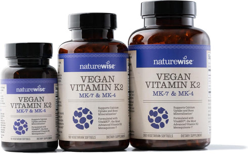 NatureWise Vitamin K2 MK-7 100mcg and MK-4 500mcg, Enhanced Bioavailable Formula for Bone Health, 180 Softgels