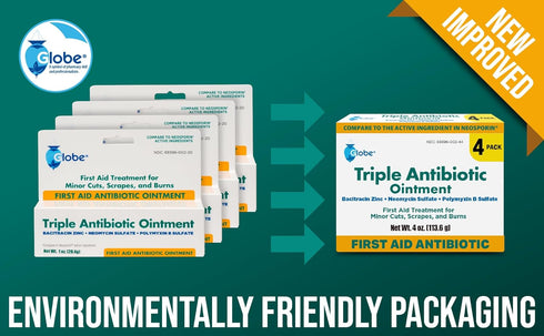(4 Pack) Globe Triple Antibiotic First Aid Ointment, 1 oz, 24-Hour Infection Protection for Wound Care