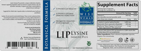 Immune 120 Count Immune Wise Woman Herbals Lysine Plus Lip - Vegetable Capsules - Clinically Proven Lip Health