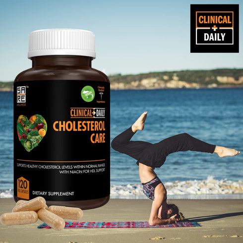 Clinical Daily Cholesterol Care Supplement - Vegan Plant Sterols with Guggul, Garlic, Niacin - 120 Capsules