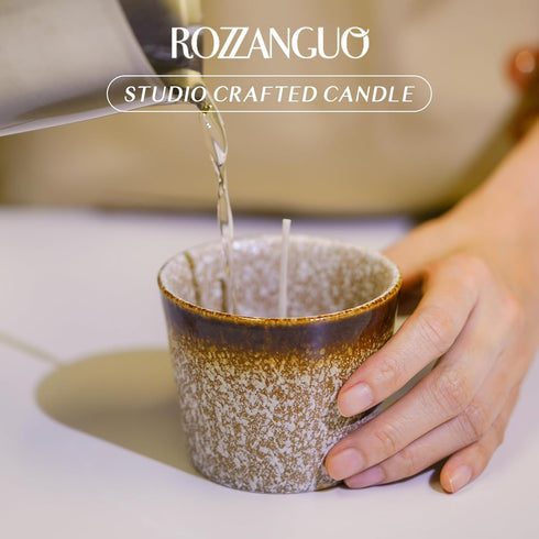 Rozzanguo 100% 5.2oz Luxury Textured Ceramic Jar Scented Candle | Non Toxic Natural Coconut & Soy Wax Blend Cotton Wick