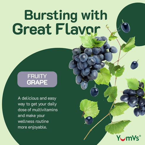 YumVs Multivitamin Gummies with Iron - Vegetarian Kosher Multi Vitamins for Adults, Grape Flavor, 60 Count, with