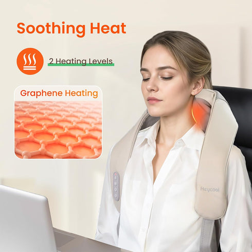 Upgraded Graphene Heating Neck and Shoulder Massager Pillow - Cordless Shiatsu Relief