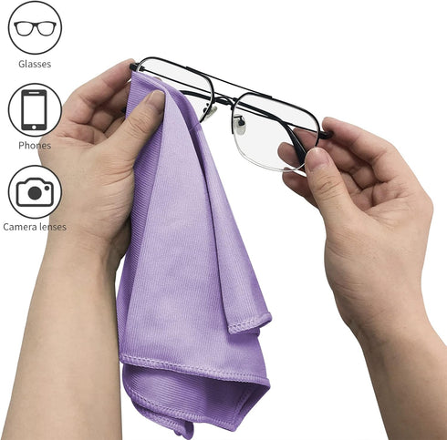 6 Pack Microfiber Glass Cleaning Cloth - 16 Inch X 16 Inch, Lint Free for Quickly Cleaning Windows, Glasses, and