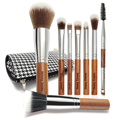 Travel Makeup Brushes Set with Case, 8 Pcs Travel Size Makeup Brush Set for Foundation, Powder, Eyebrow, Eye Shadows,